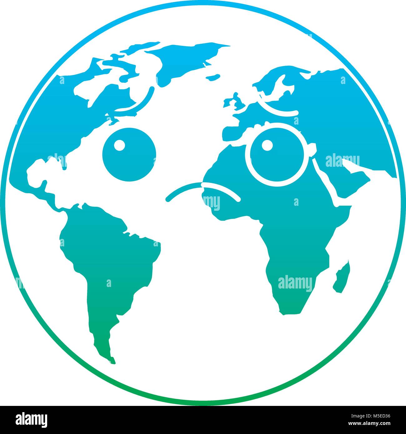 cartoon earth globe planet sad character Stock Vector