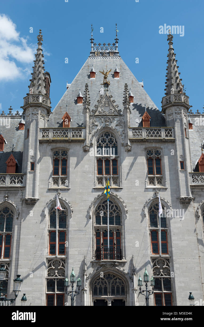 The Provincial Palace, built in neo-Gothic style, was formerly the seat of the West Flanders Provincial Council. Its construction did not begin until  Stock Photo