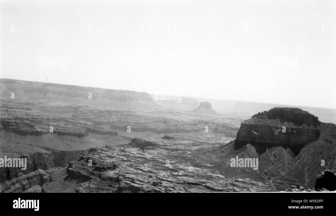 Grand Canyon Kanab Point  LOOKING SOUTHWEST FROM KANAB POINT IN GRAND CANYON NATIONAL MONUMENT.  MOUNT SINYELLA (SINYALA) IN THE BACKGROUND.    CIRCA 1950.   . Stock Photo