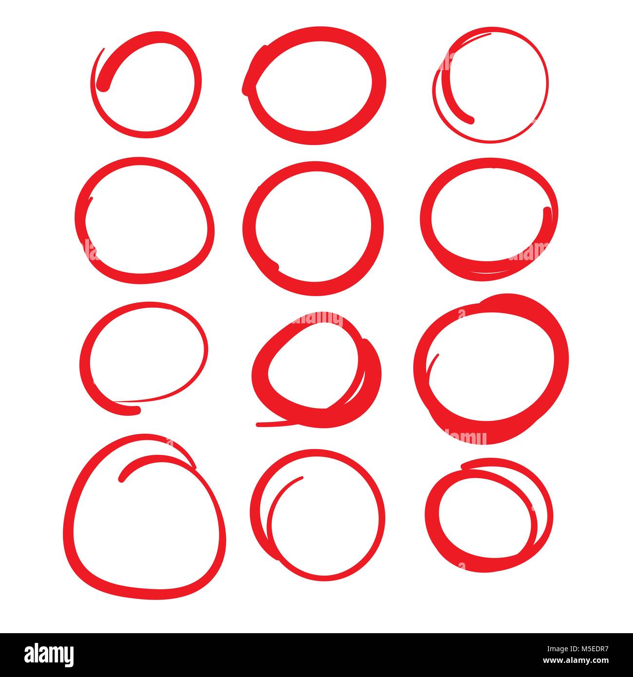 Red Circle Grading Marks with Swoosh Feel Marking up the Papers Stock
