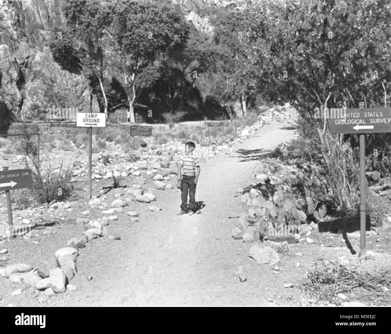 Grand Canyon Historic- Phantom Ranch Scene BOY CARRYING A FISHING POLE ...