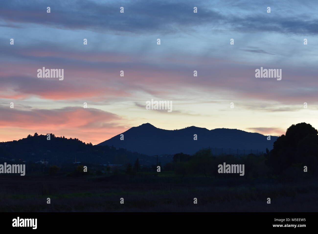 sunset over mt.  tamalpais Stock Photo
