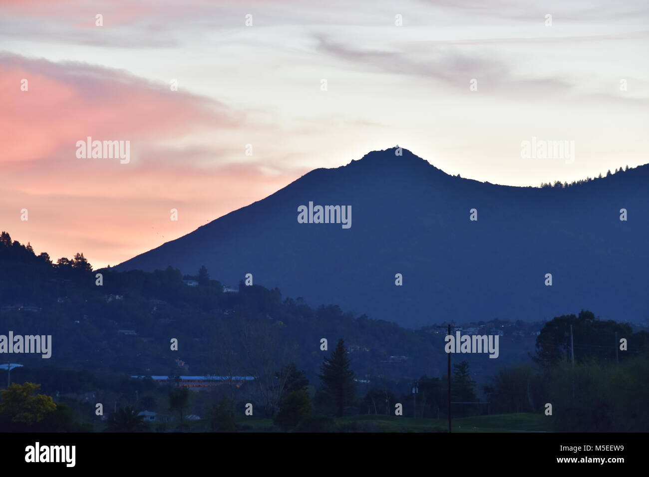 sunset over mt.  tamalpais Stock Photo