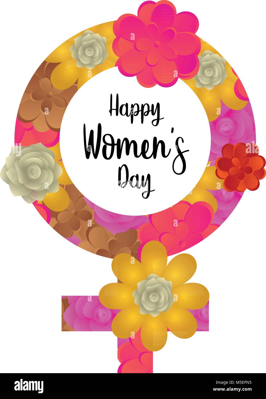 Female gender symbol with flowers. Happy women day Stock Vector Image
