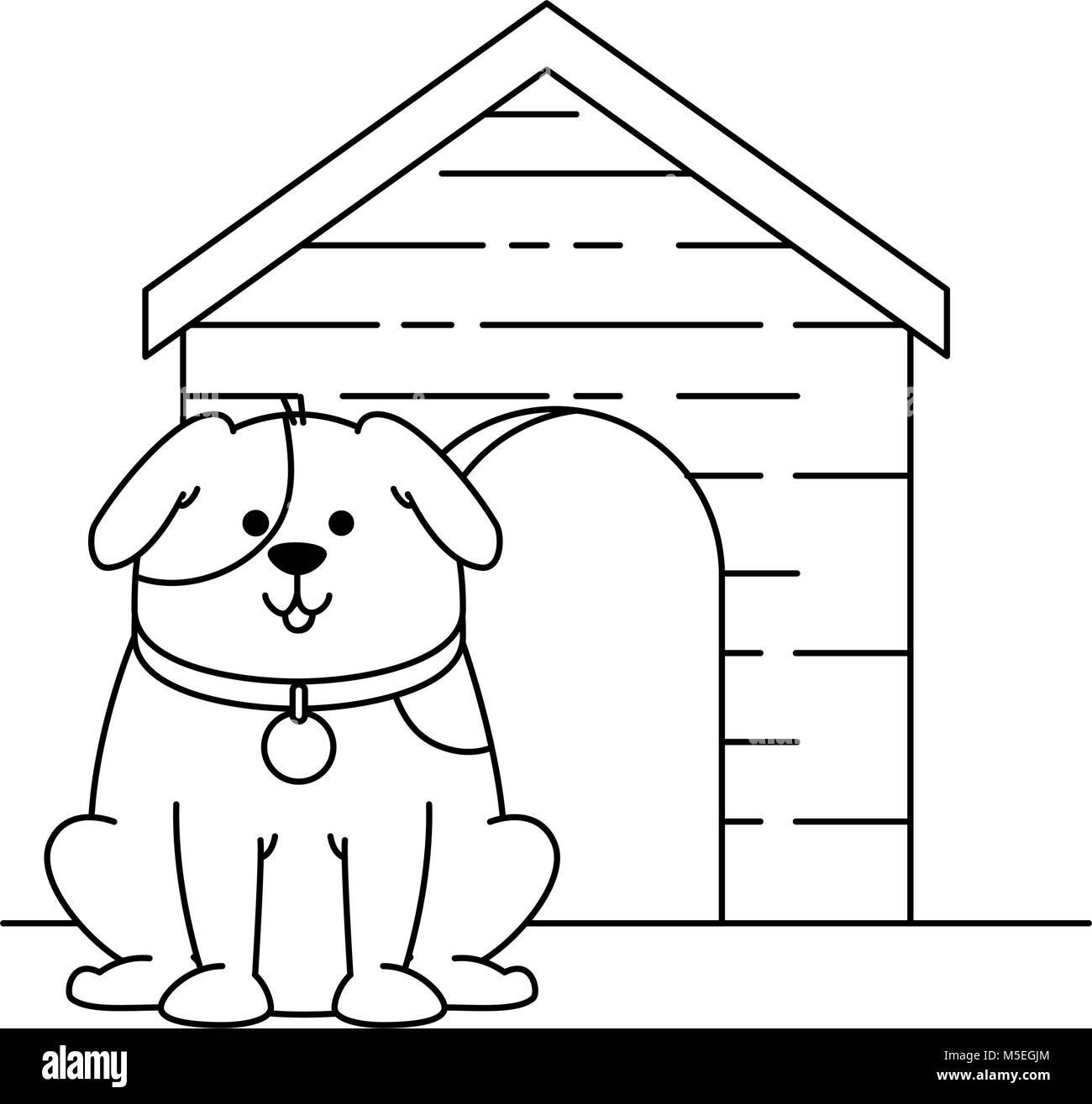 cute dog mascot with wooden house vector illustration design Stock ...