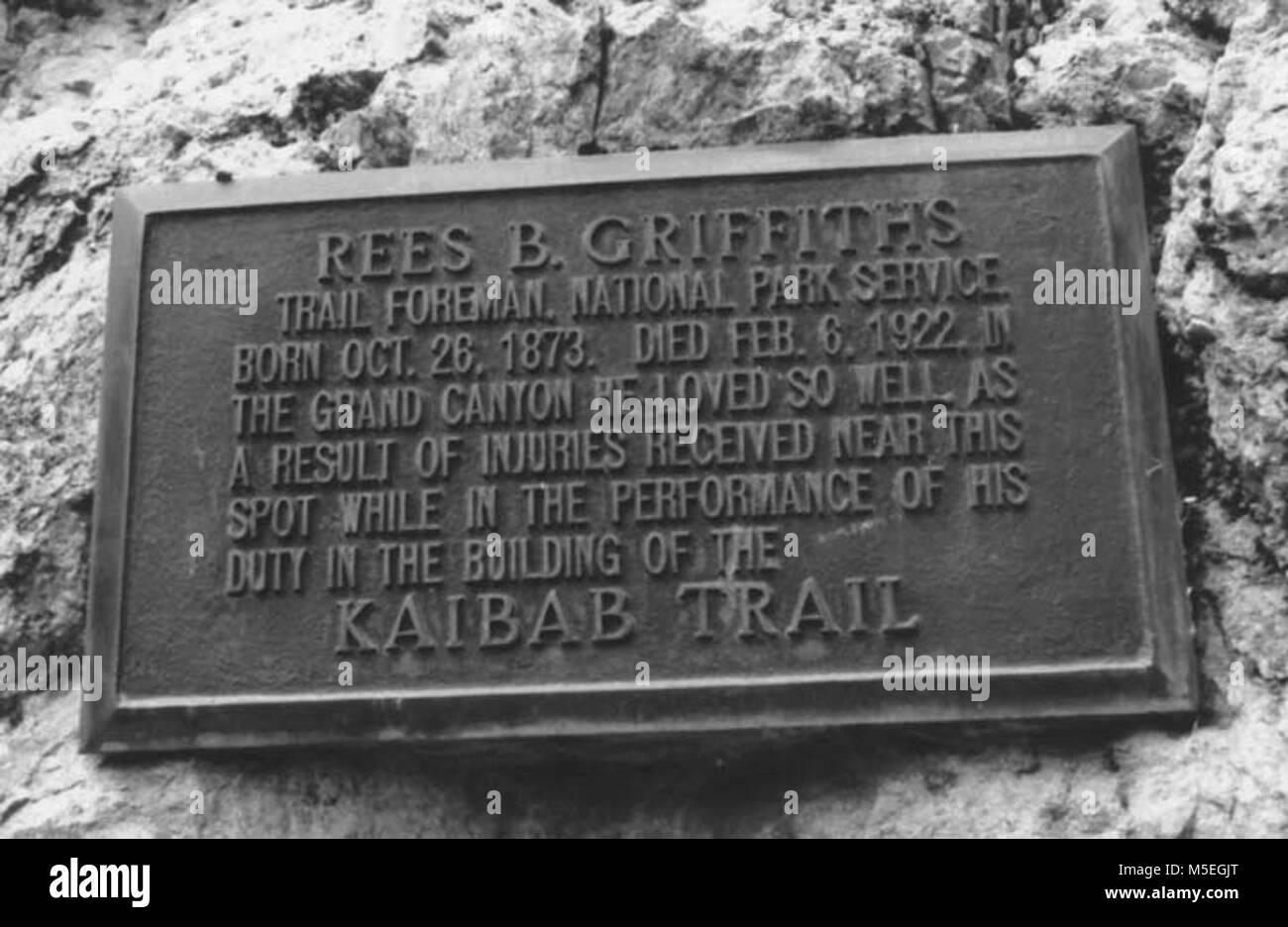 Grand Canyon Historic- Rees Griffis Memorial Plaque DETAIL OF REES ...