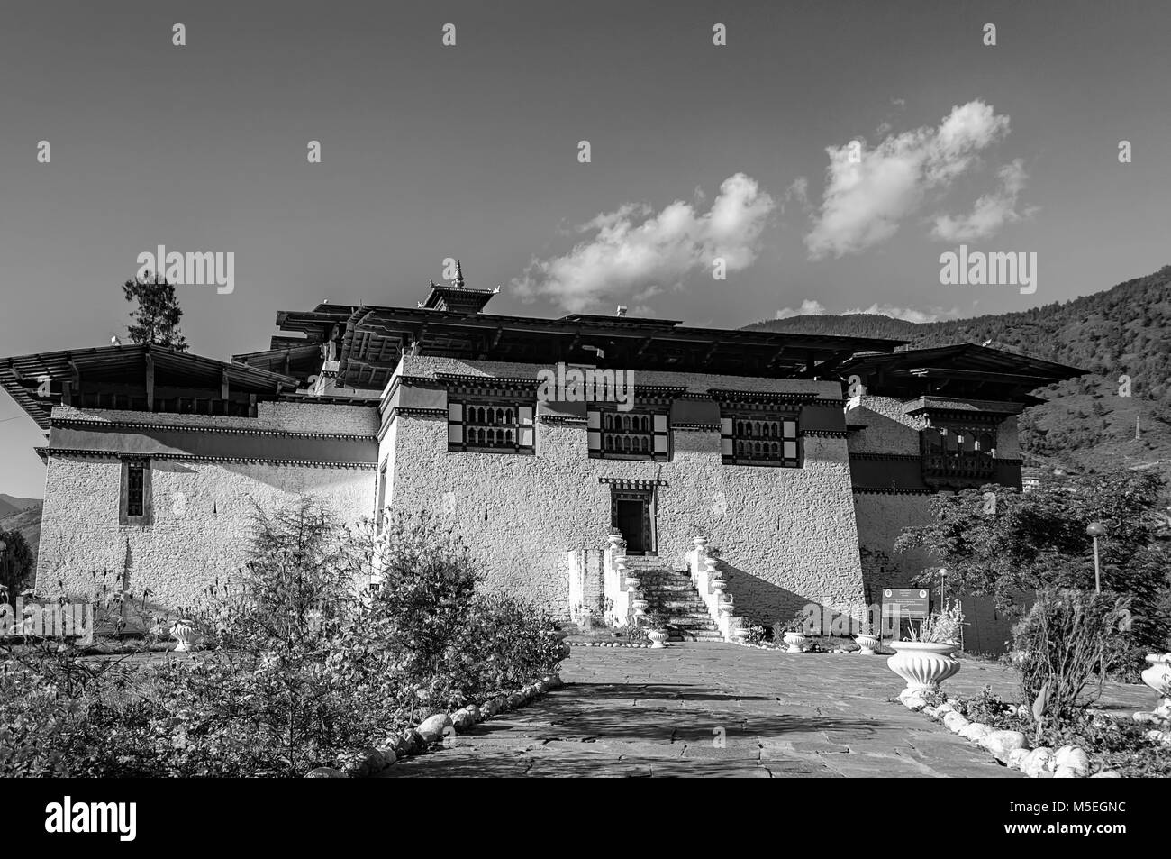 Simtokha Dzong, fortress, of Thimphu, Thimpu, Bhutan with copy space Stock Photo