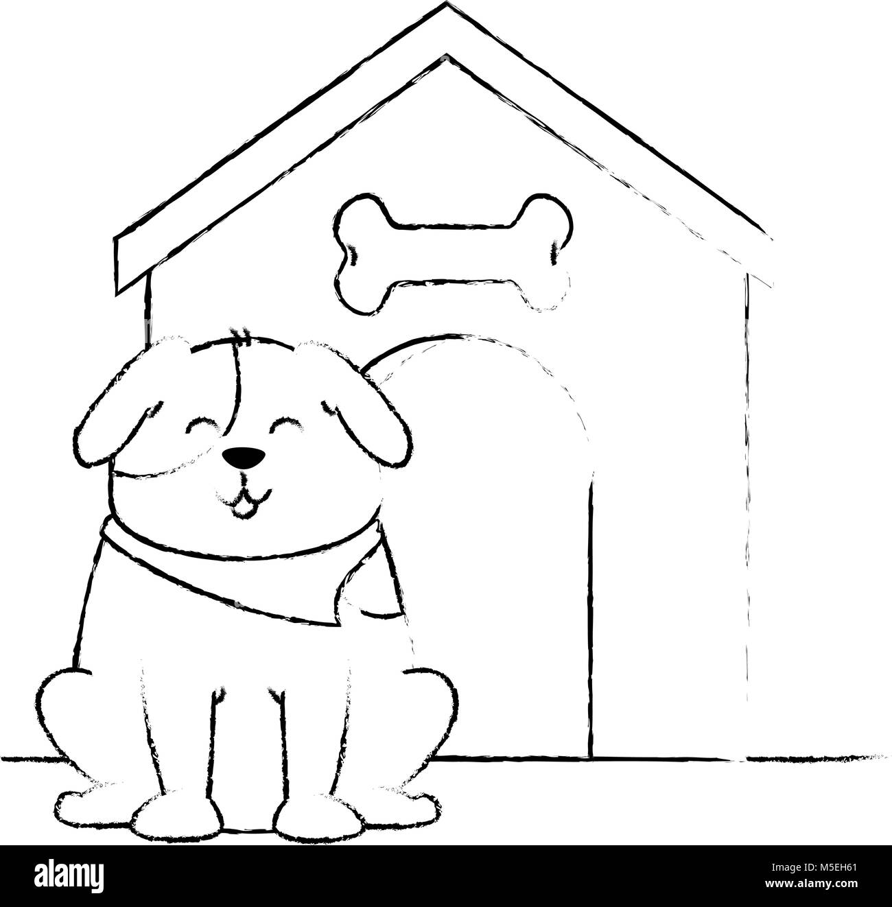 cute dog mascot with wooden house Stock Vector Image & Art - Alamy