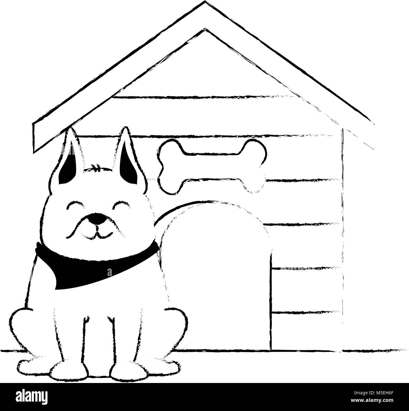 cute dog mascot with wooden house Stock Vector Image & Art - Alamy