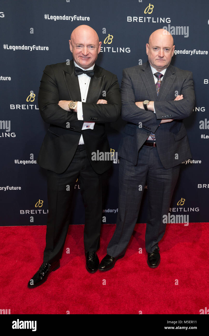 New York, USA - February 22, 2018: Scott Kelly and Mark Kelly attend Breitling #LEGENDARYFUTUREÂ“ Roadshow 2018 at Duggal Greenhouse Navy Yard Credit: lev radin/Alamy Live News Stock Photo