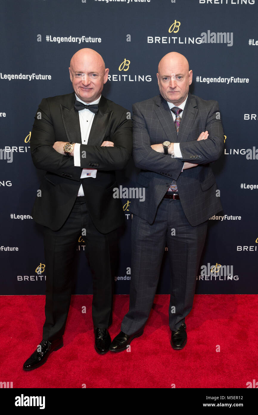 New York, USA - February 22, 2018: Scott Kelly and Mark Kelly attend Breitling #LEGENDARYFUTUREÂ“ Roadshow 2018 at Duggal Greenhouse Navy Yard Credit: lev radin/Alamy Live News Stock Photo