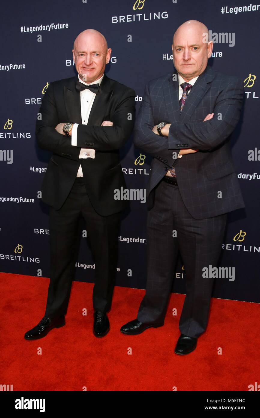 Brooklyn, NY, USA. 22nd Feb, 2018. Scott Kelly, Mark Kelly at arrivals for North American Stopover of the Breitling Global Roadshow, The Duggal Greenhouse, Brooklyn, NY February 22, 2018. Credit: Jason Mendez/Everett Collection/Alamy Live News Stock Photo