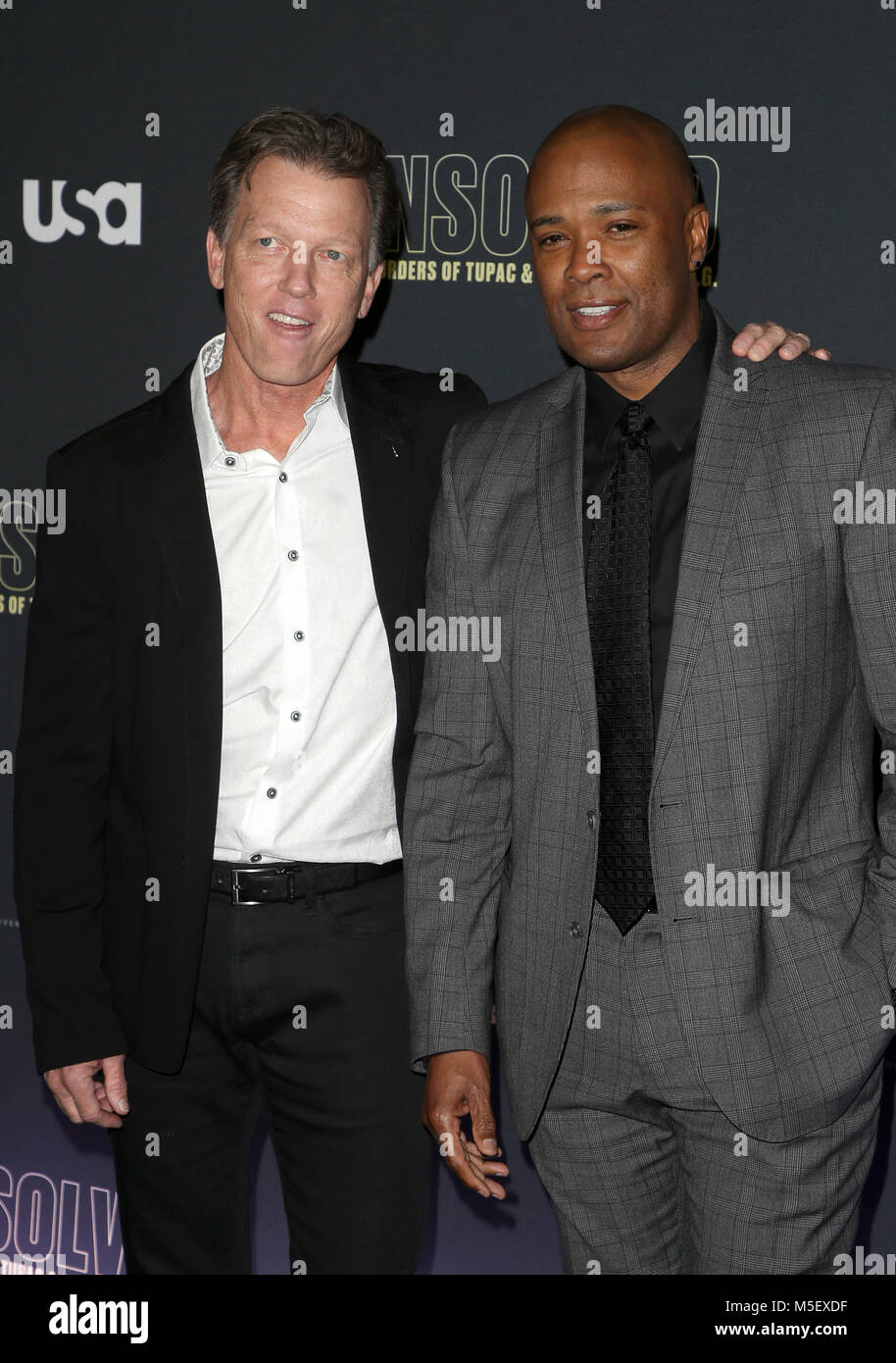 HOLLYWOOD, CA - FEBRUARY 22: Greg Kading, Daryn Dupree, at Premiere Of USA Network's 'Unsolved: The Murders Of Tupac And The Notorious B.I.G.' at the The Avalon In Hollywood on February 22, 2018. Credit: Faye Sadou/MediaPunch Stock Photo