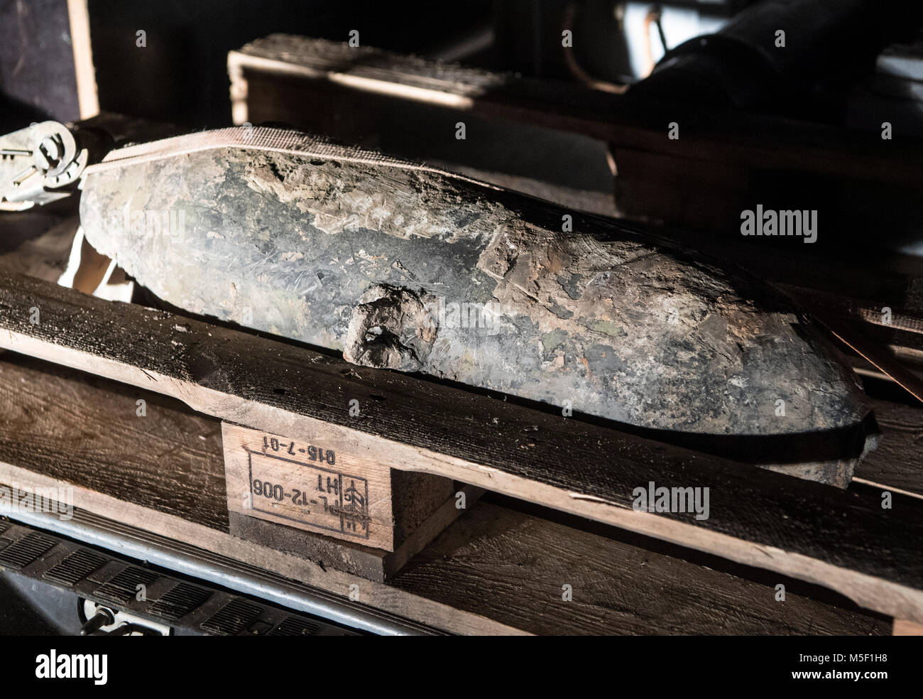Frankfurt, Germany. 22nd February, 2018. The disarmed aerial bomb from ...