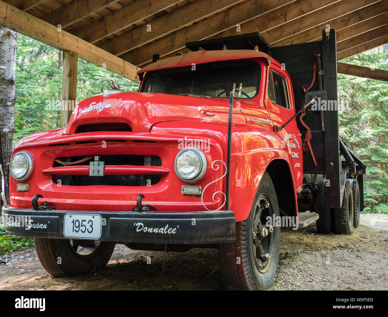 1953 International Harvester truck, Algonquin Logging Museum, Algonquin Provincial Park, Ontario, Canada. Stock Photo