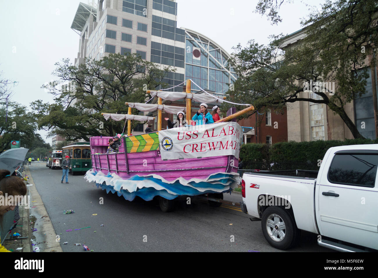Mardi Gras parade in Mobile, Alabama. Stock Photo