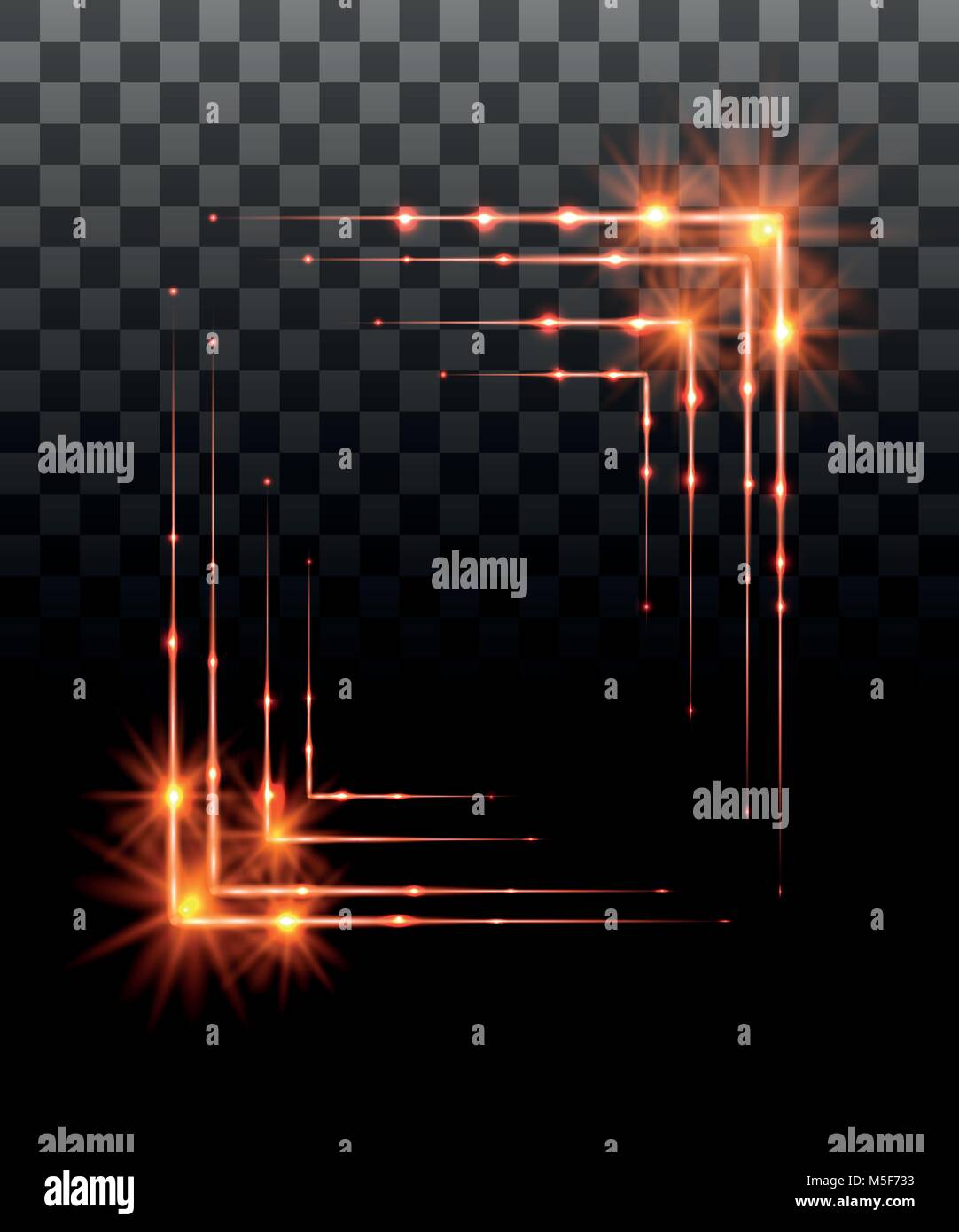 Glowing collection. Orange border frame effect, light effects isolated