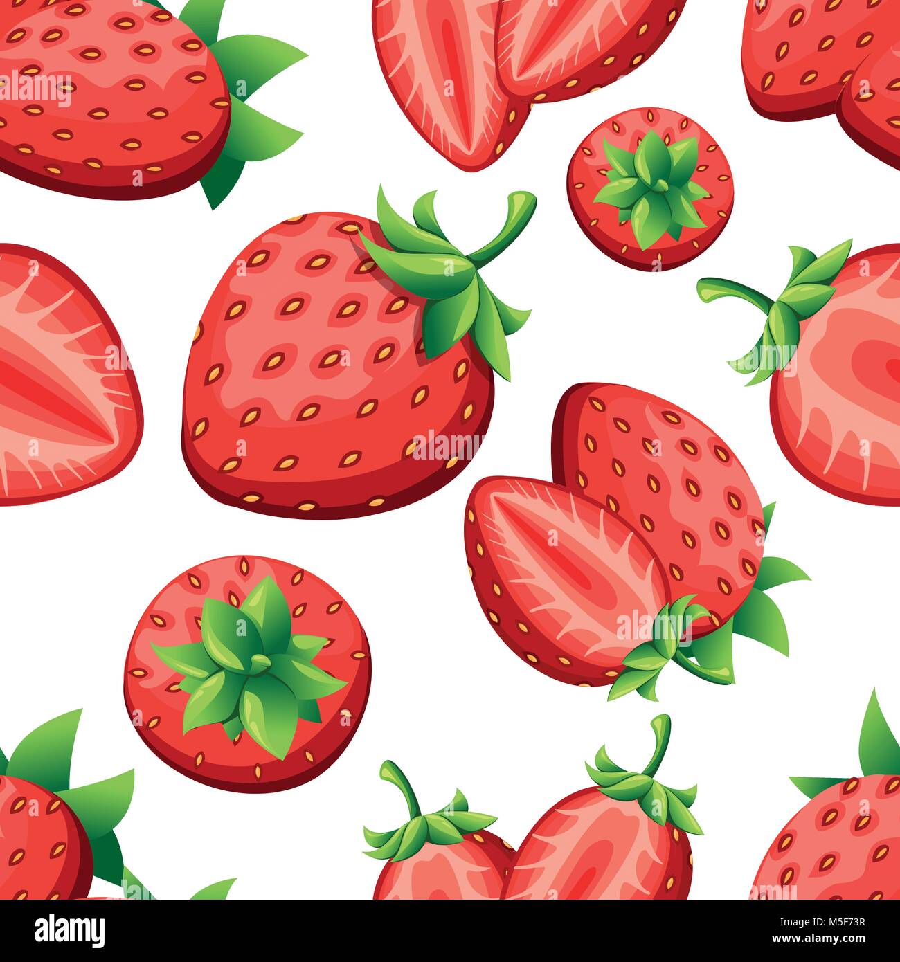 Seamless pattern of strawberry and slices of strawberrys. Vector ...