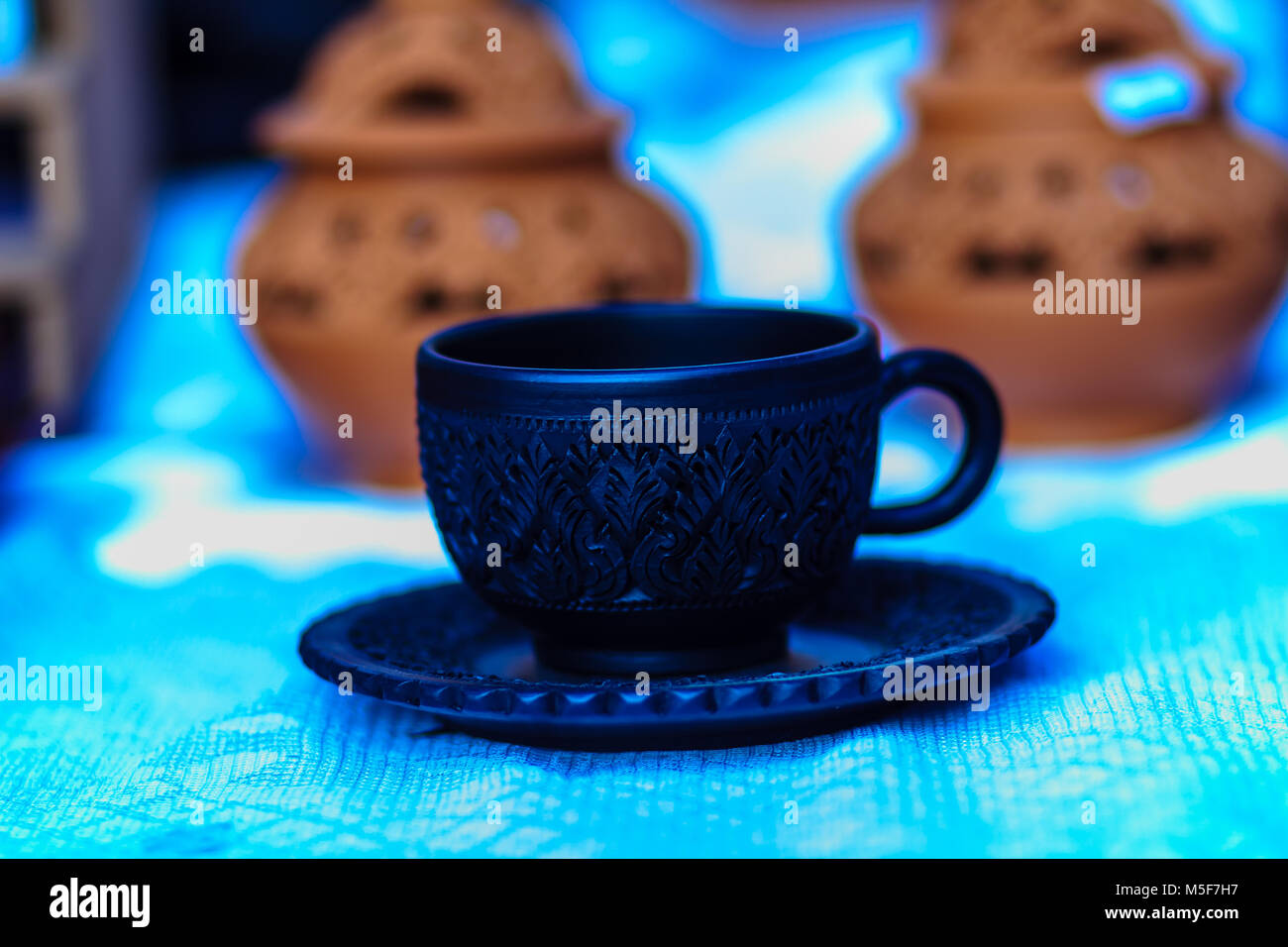 Beautiful Black Vintage Thai's style porcelain teacup, coffee cup hand