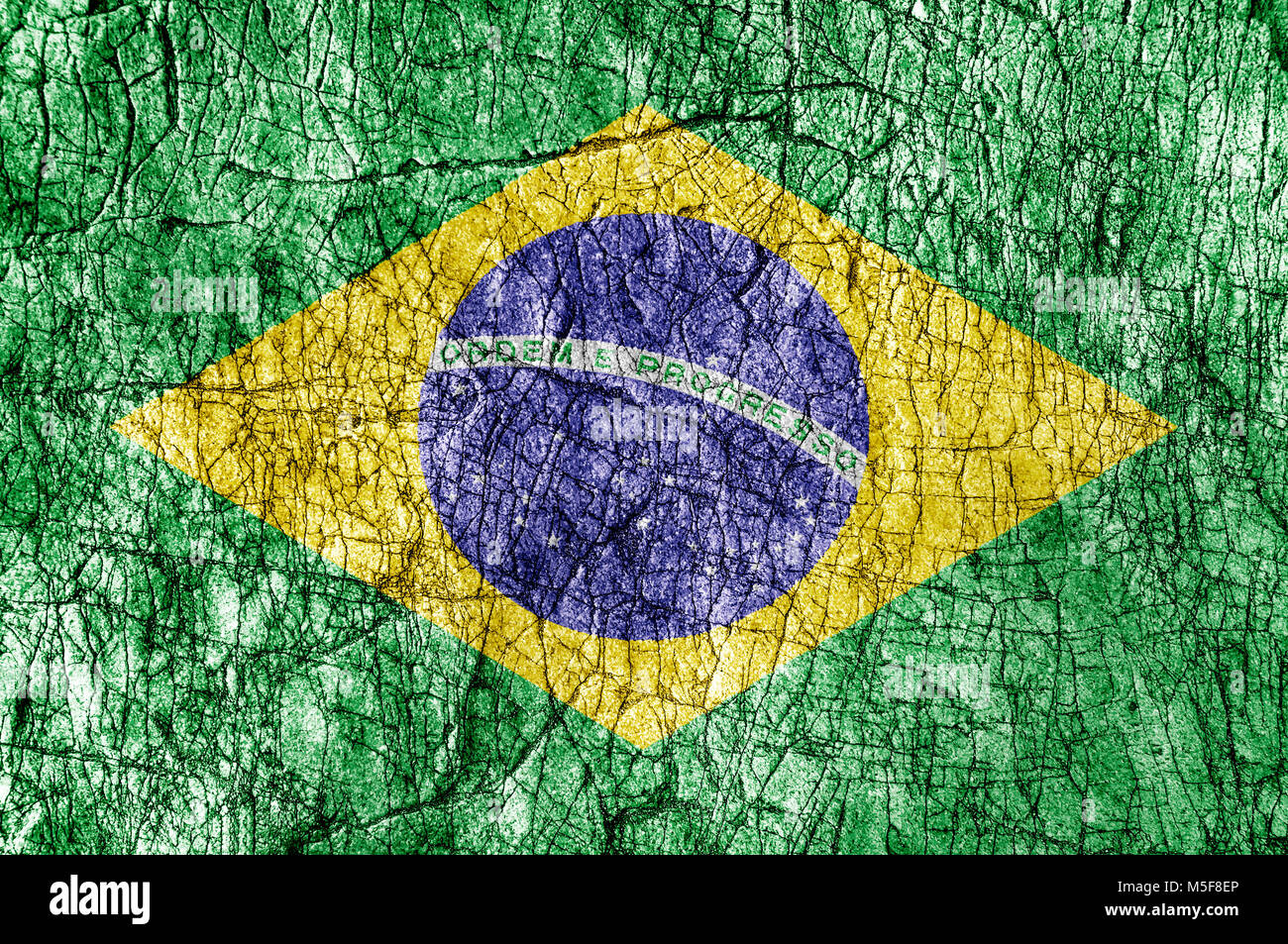 Grudge stone painted Brasil flag Stock Photo