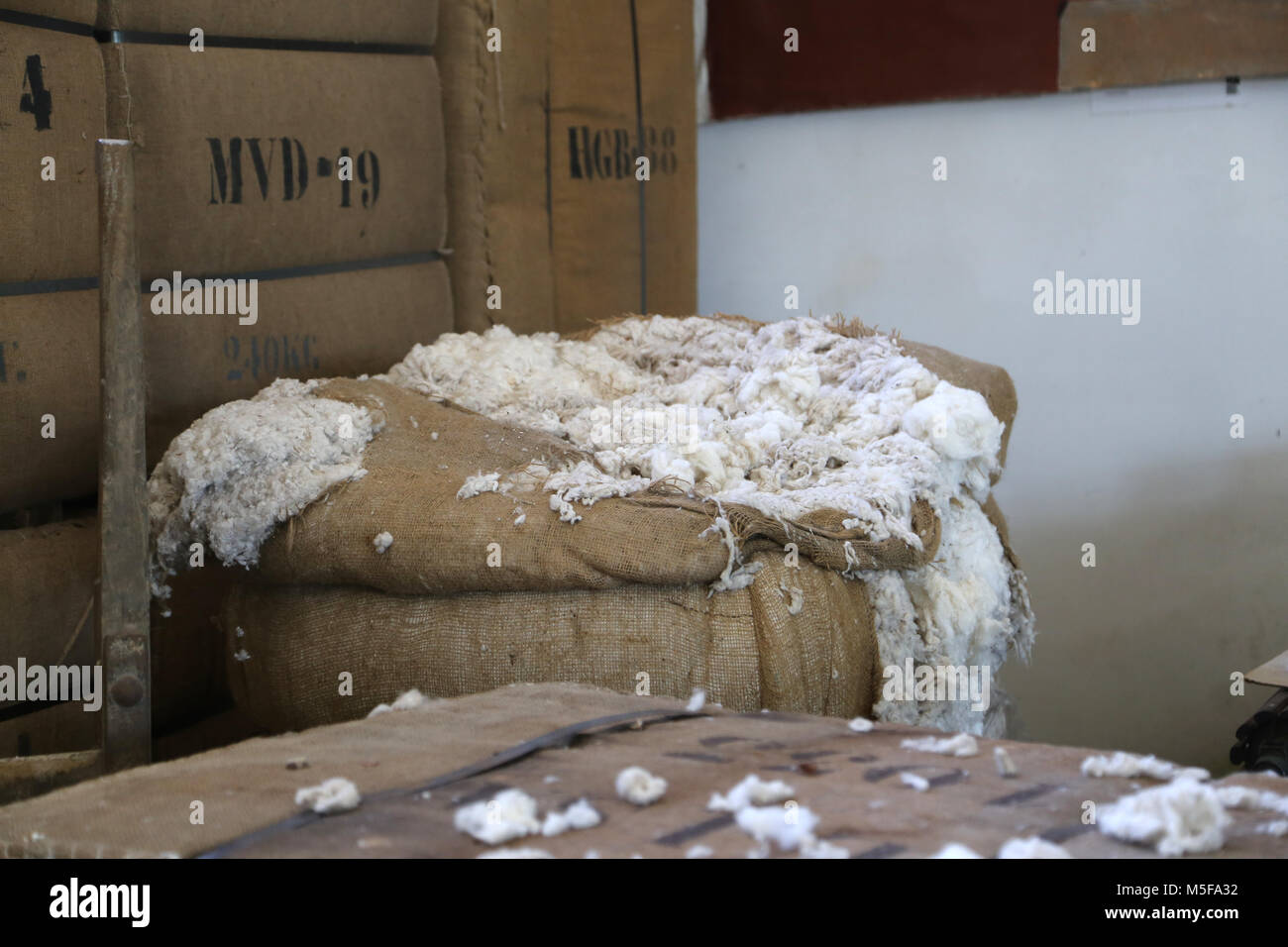 Spain, Catalonia, Puig-Reig. Can Vidal. Textile Industrial colony. 1901-1980. Cotton Bale. Stock Photo