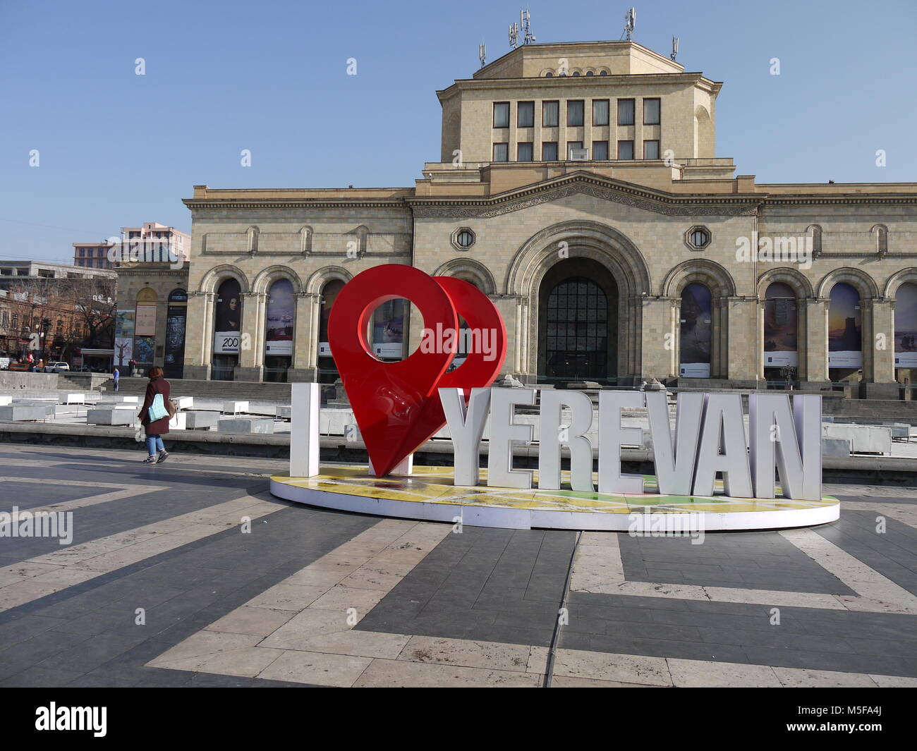 Histotical museum on Republic square in city center is one of main attraction for tourists in Yerevan, Armenia Stock Photo