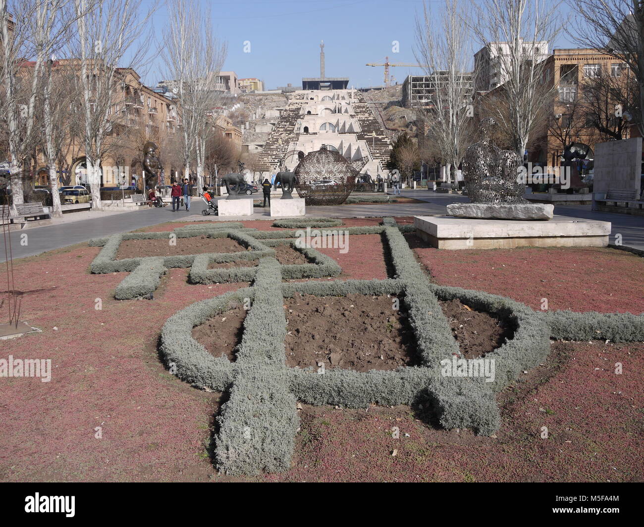 The cascades steps and garden in city center of Yerevan, Armenia Stock Photo