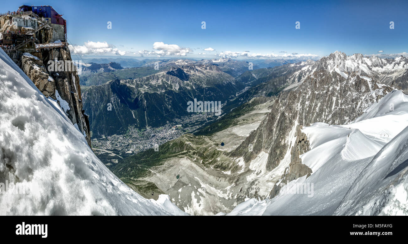 Views from the top of the Aiguille du midi, Chamonix, France. Stock Photo