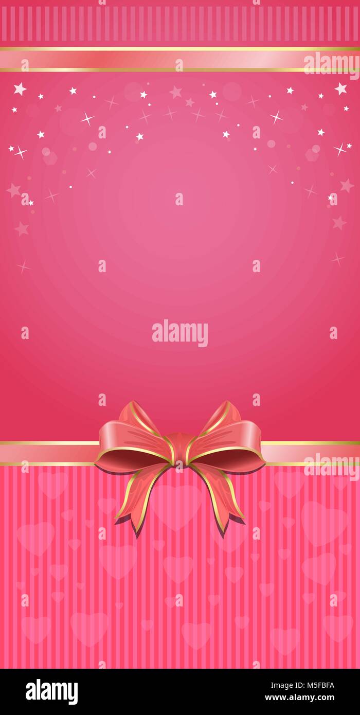 Festive pink background with ribbon and bow Stock Vector Image & Art ...