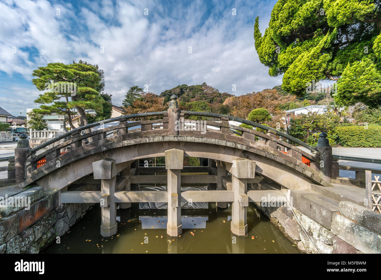 Taiko-bashi (Drum Bridge) and San no Torii gate at the entrance of