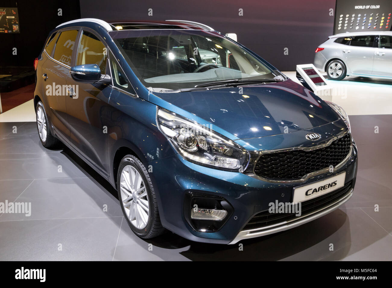 BRUSSELS - JAN 10, 2018: Kia Carens car shown at the Brussels Motor Show. Stock Photo