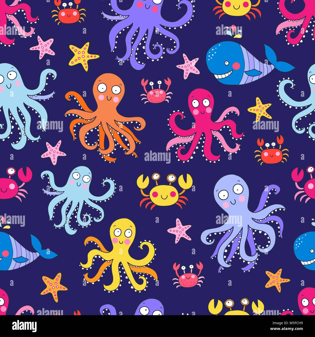 Seamless vector pattern with octopus Stock Vector Image & Art - Alamy