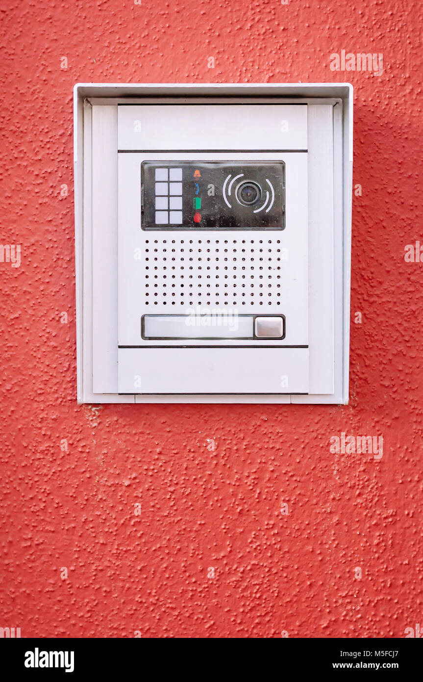Outdoor Speaker in Red Wall Stock Photo Alamy