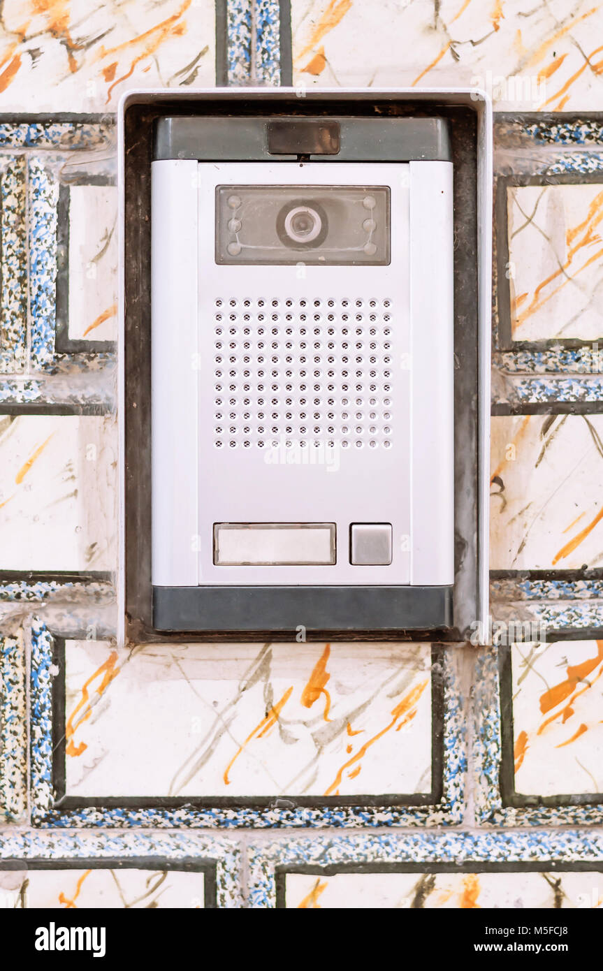 Outdoor Speaker in Mosaic Wall Stock Photo Alamy