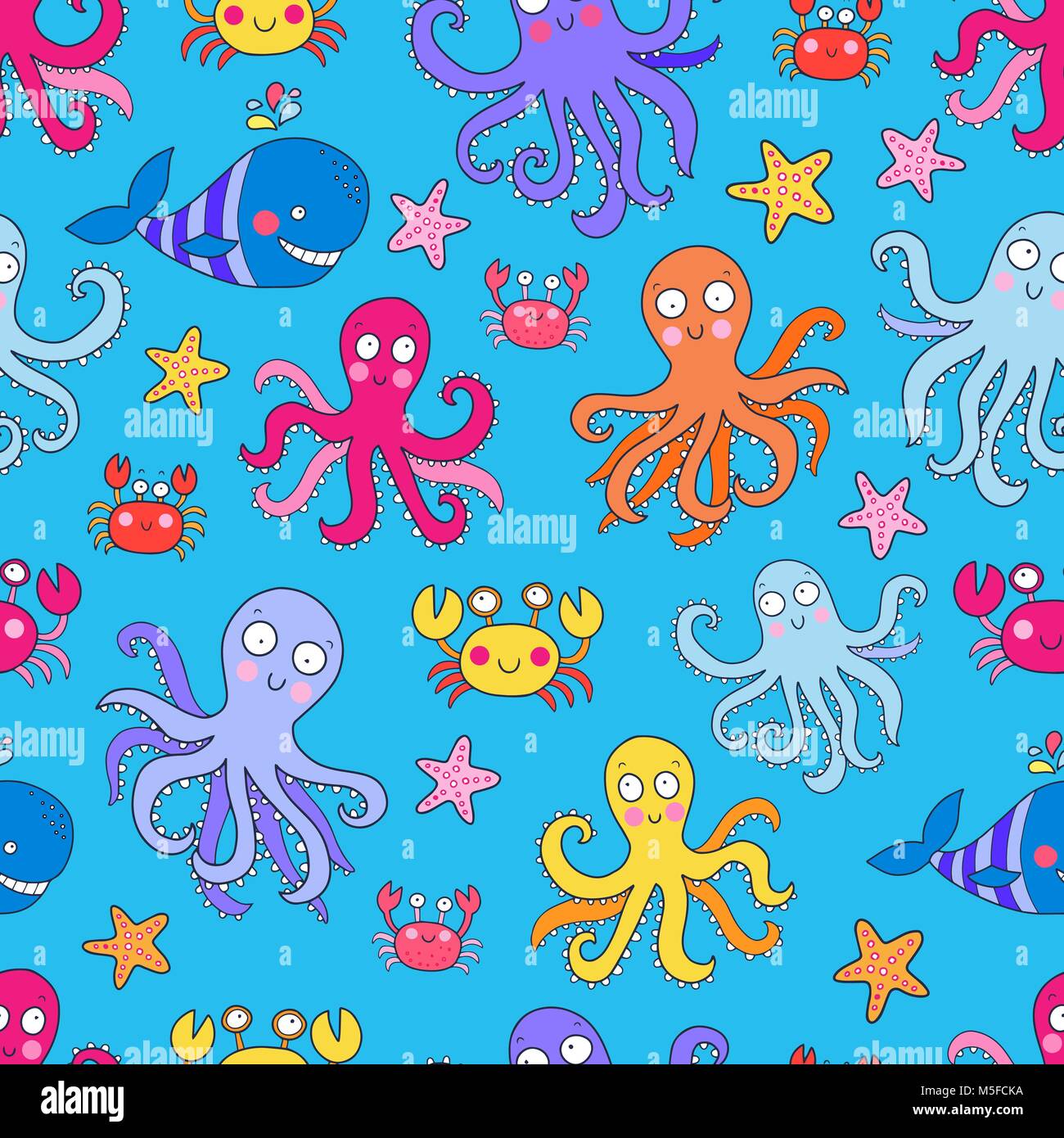 Seamless vector pattern with octopus Stock Vector Image & Art - Alamy