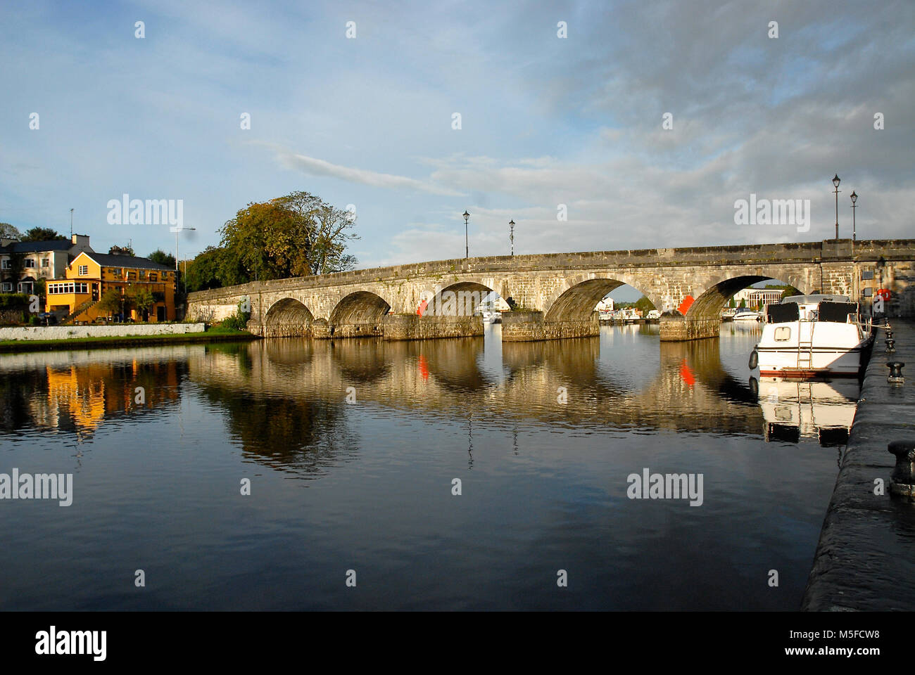 The 1846 bridge at CarrickonShannon, on the River Shannon, links Co Leitrim and Co