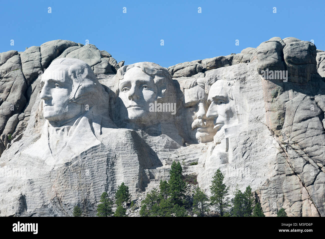 SD00002-00...SOUTH DAKOTA - Presendents George Washington, Thomas Jefferson, Theodore Roosevelt and Abraham Lincon  carved into a mountain side at Mou Stock Photo
