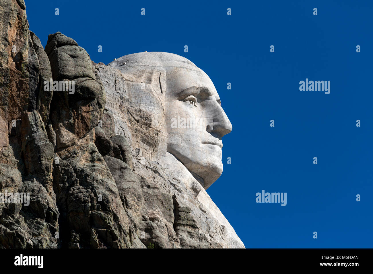 SD00032-00...SOUTH DAKOTA - Presedent Georg Washington carved on a mountain side in Mount Rushmore National Memorial. Stock Photo