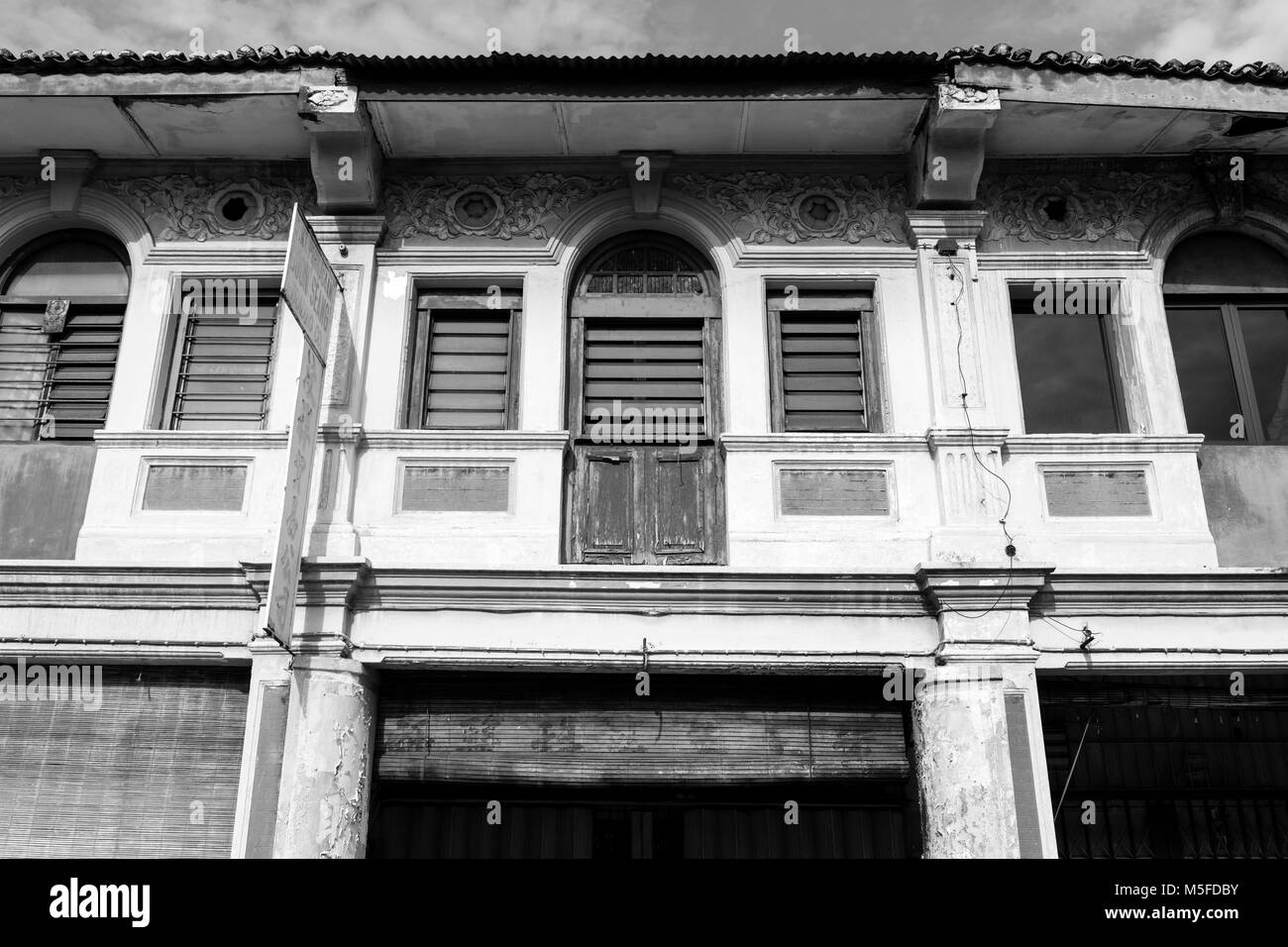 George Town, Malaysia, December 19 2017: Facade of the old building located in UNESCO Heritage Zone, Penang in Malaysia Stock Photo
