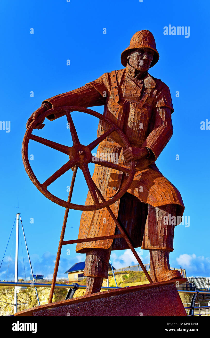 Seaham Durham harbour and The Coxswain by Ray Lonsdale Stock Photo