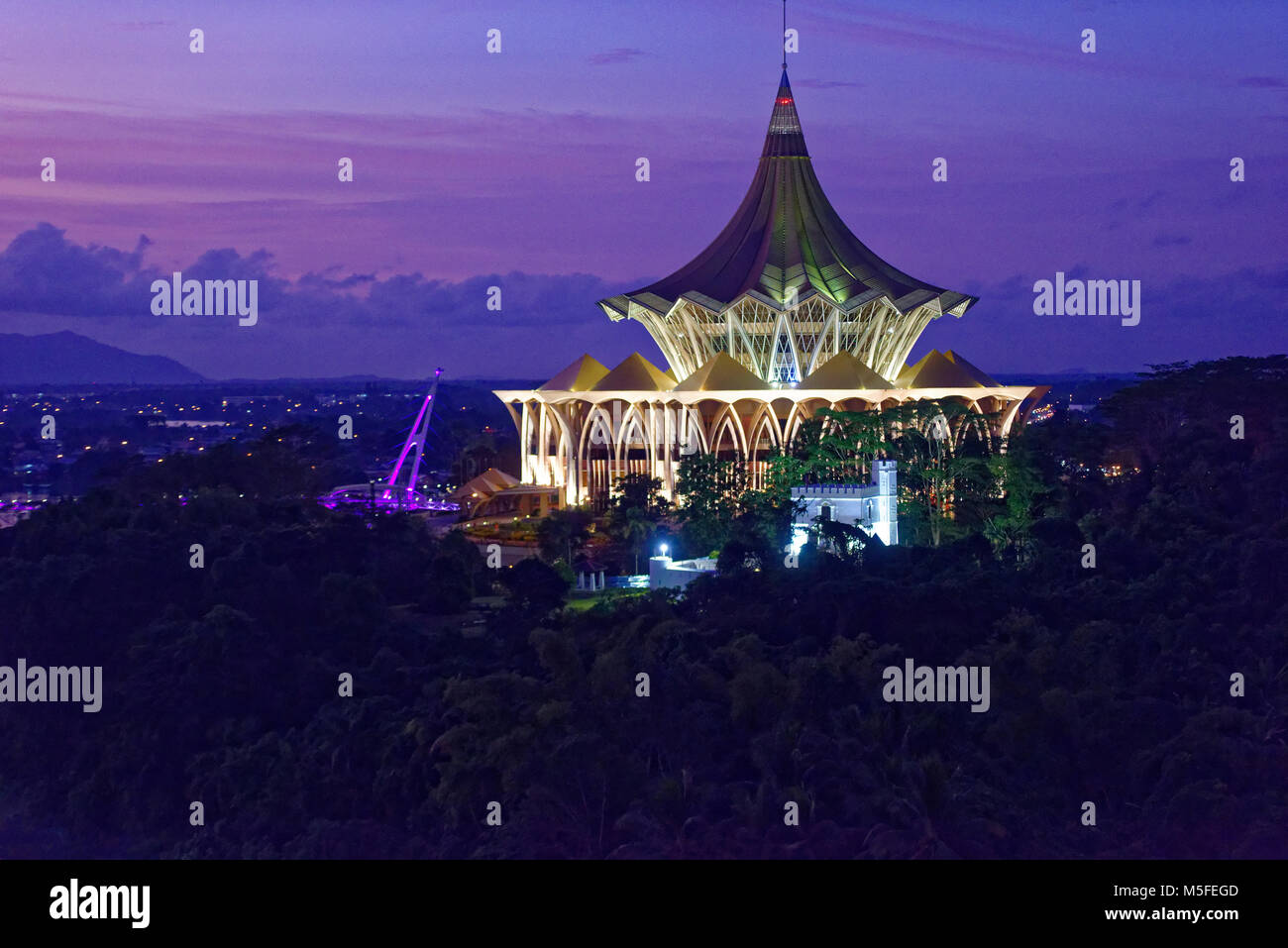 Bangunan Dewan Undangan Negeri Sarawak Baru, the state legislative building in Kuching, Sarawak, Malaysia Stock Photo