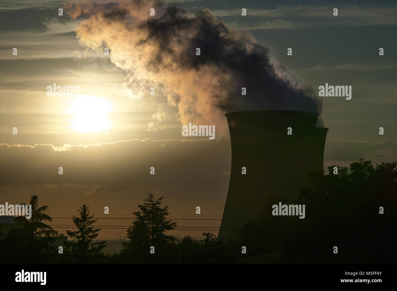 France, nuclear power plant. Saint-Vulbas, Bugey, France Stock Photo