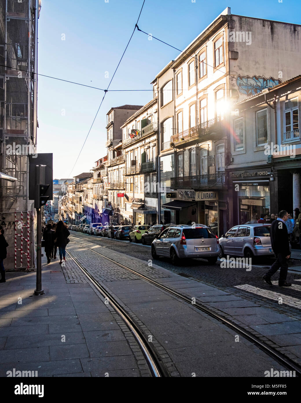 Historic street in Porto downtown, Portugal Stock Photo Alamy