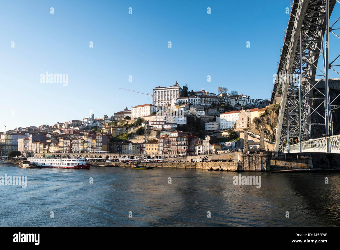 Cityscape with Douro river in Porto, Portugal Stock Photo