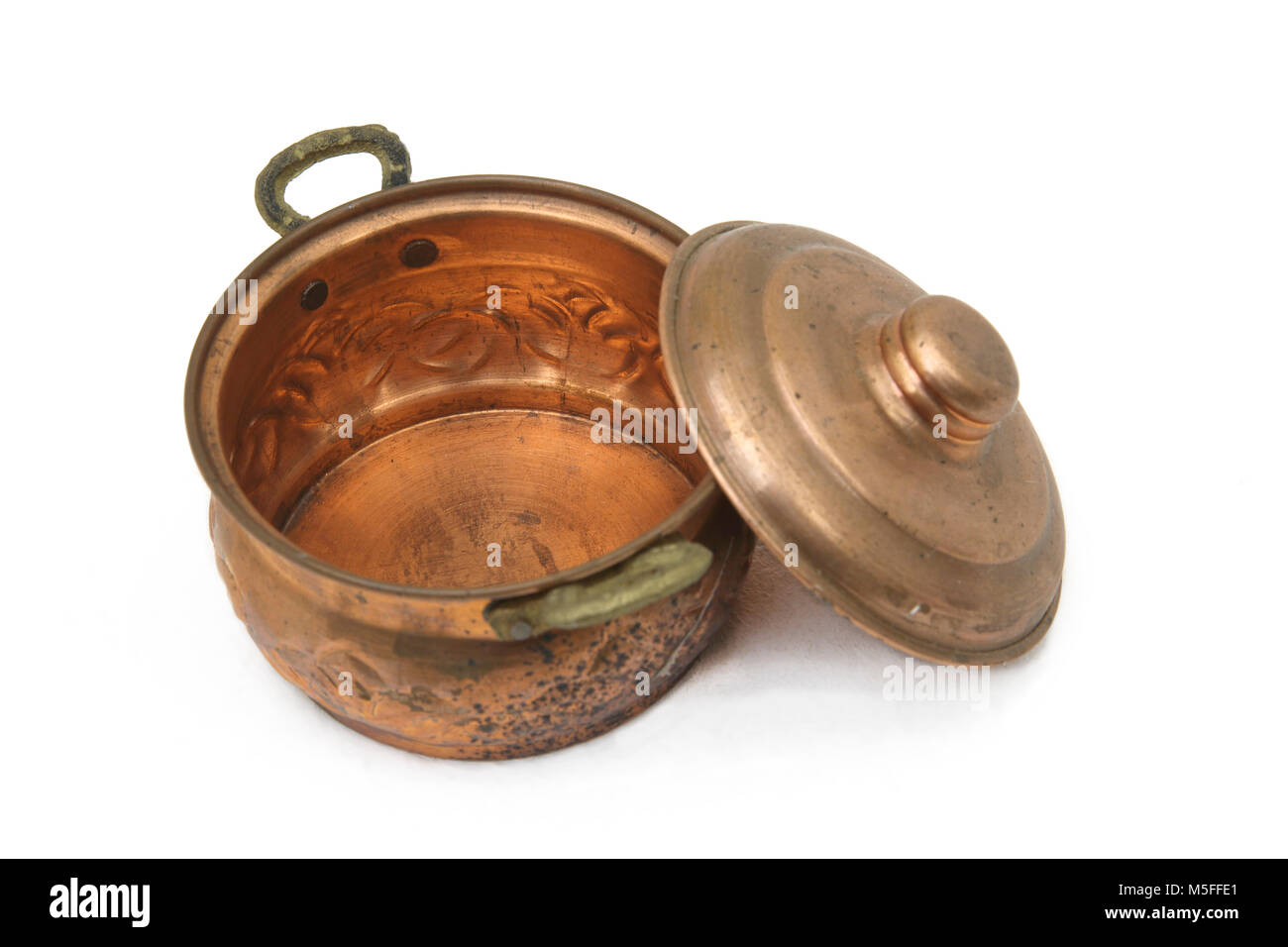 Copper Cooking Pot With Handles Stock Photo