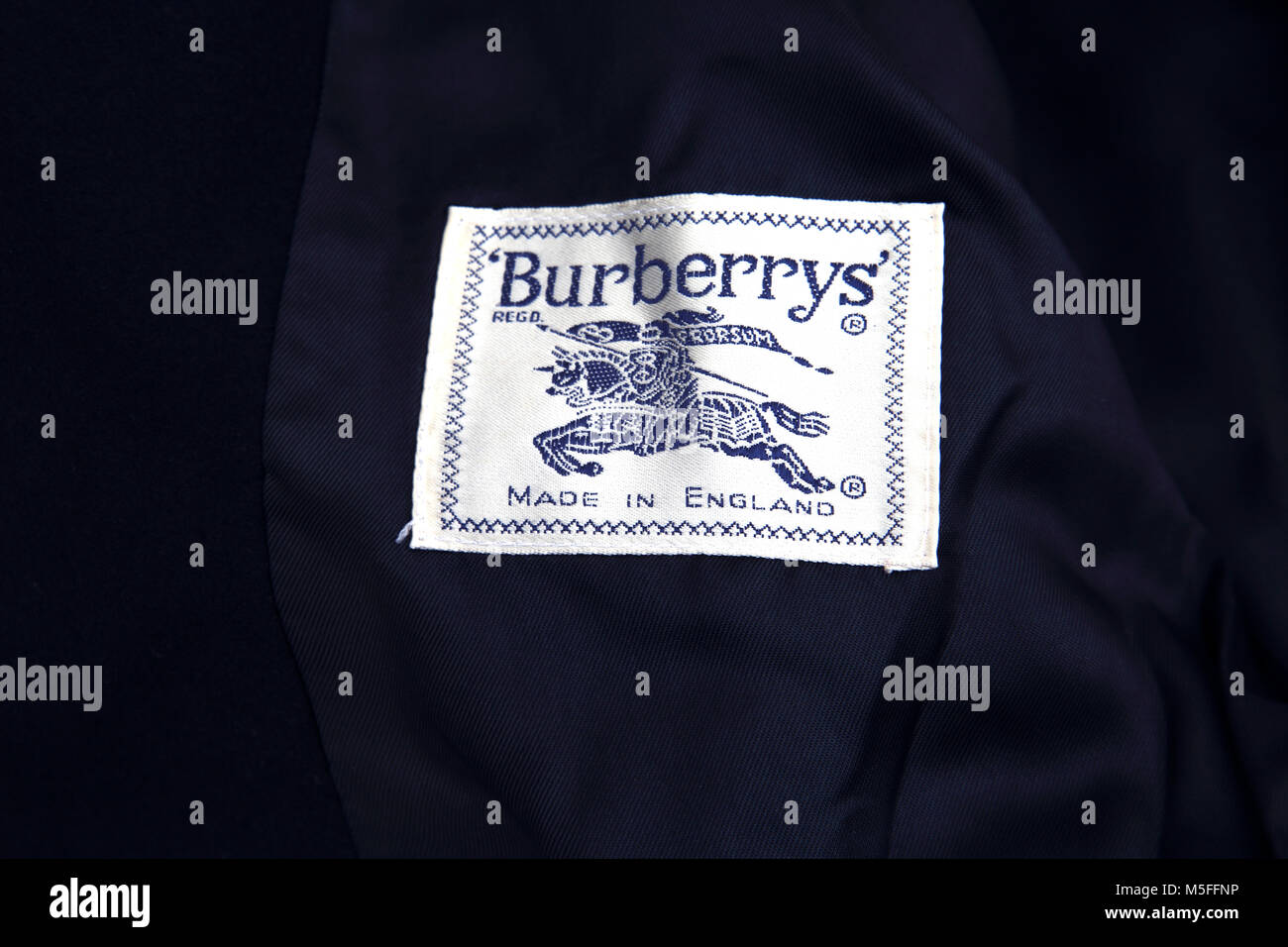 Label inside Black Burberrys Jacket Suit Stock Photo - Alamy