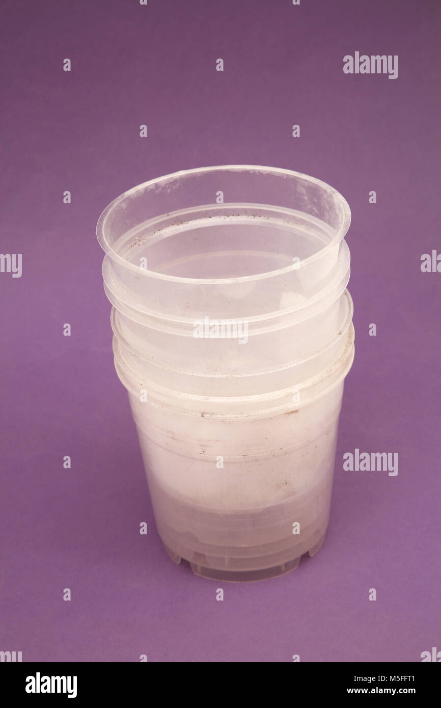 A Stack Of Plastic Flower Pots Stock Photo