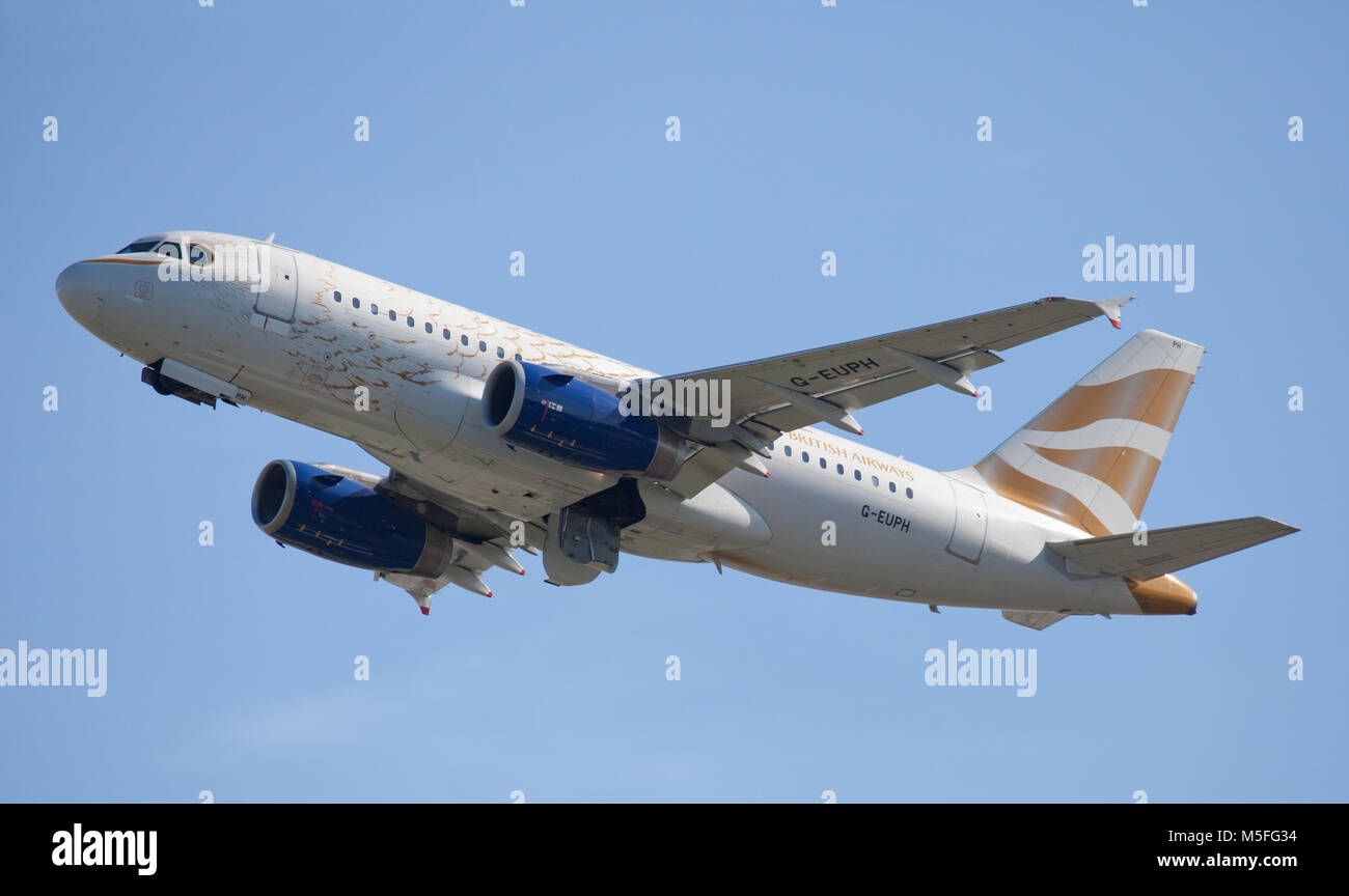 British Airways Airbus a319 Olympic Dove liveried G-EUPH departing ...