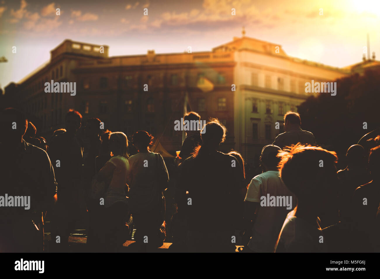 Street photography, Summer in the city, silhouette of people at sunset ...