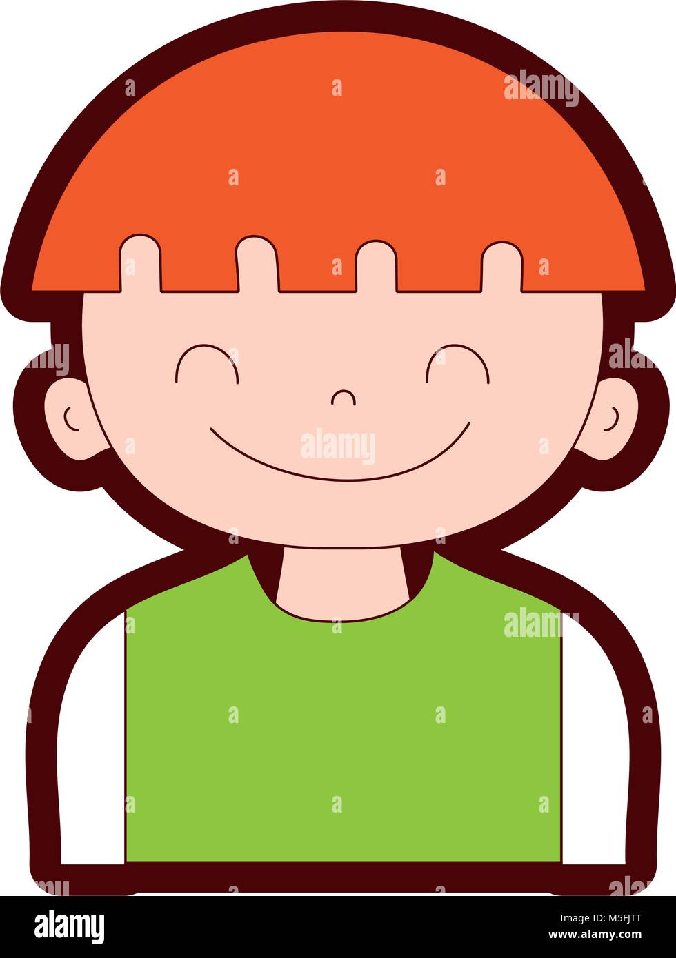 line color happy boy with hairstyle and t-shirt vector illustration ...
